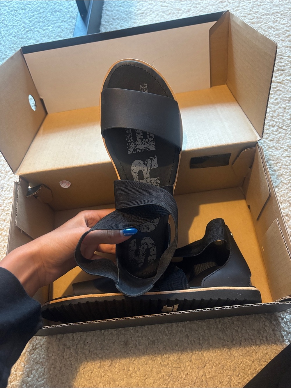 Sorel Black Strappy Slide Sandals